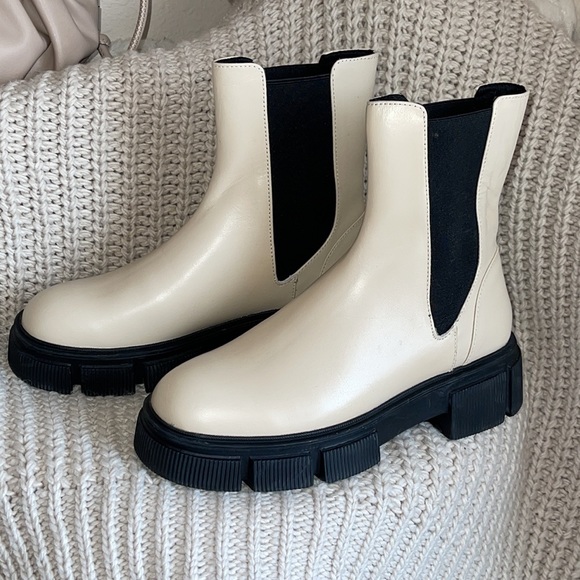 NWT Zara Off White Chelsea Leather Boot Sz 6.5/7 - Picture 5 of 16